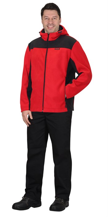 Куртка флисовая СИРИУС-ТЕХНО (флис дублированный) красная с черным - фото 14560