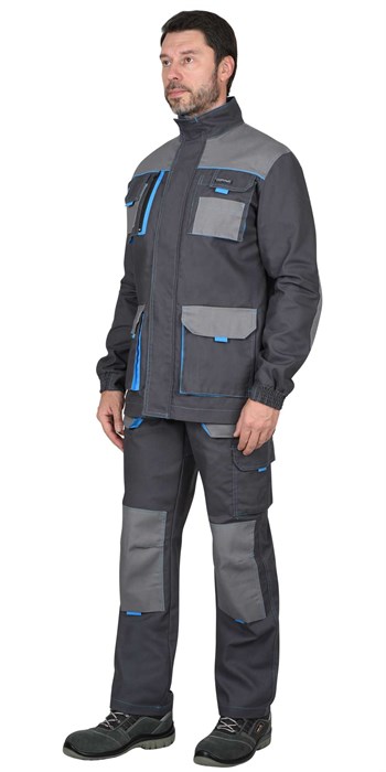 Куртка СИРИУС-ДВИН т.серый со ср.серым и голубой отделкой пл. 275 г/кв.м - фото 15020
