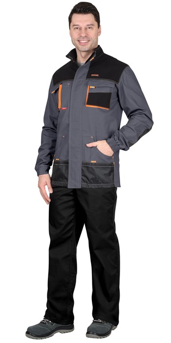 Куртка СИРИУС-МАНХЕТТЕН т.серый с оранж. и черным тк. стрейч пл. 250 г/кв.м - фото 16042