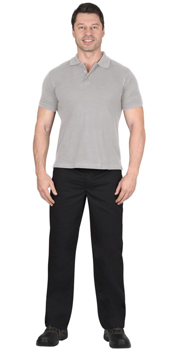 Рубашка-поло св.серая короткие рукава с манжетом, пл.180 г/м2 - фото 17123