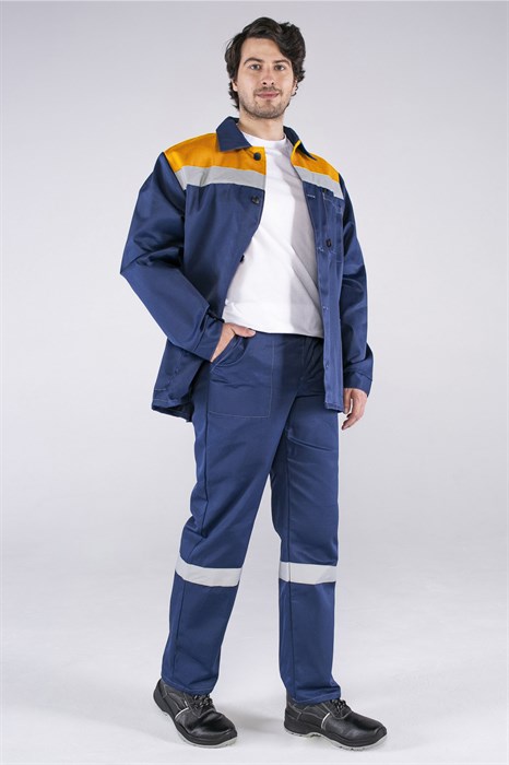 Костюм Стандарт СОП (тк.Смесовая,210) брюки, т.синий/оранжевый - фото 18194