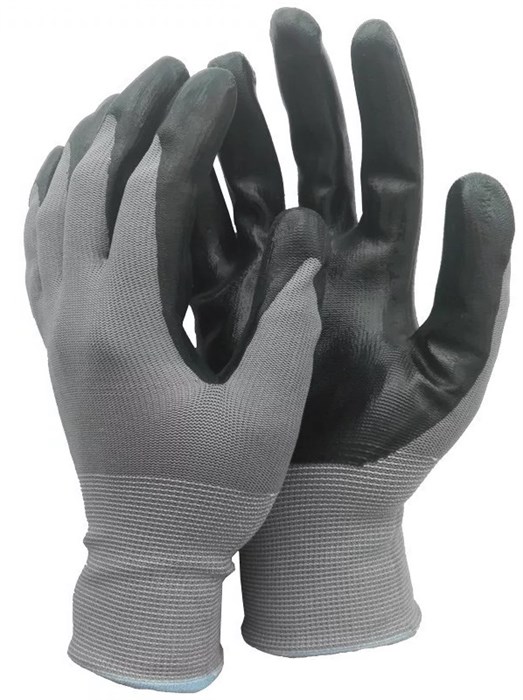 Перчатки нейлоновые с нитриловым покрытием, серые - фото 21467