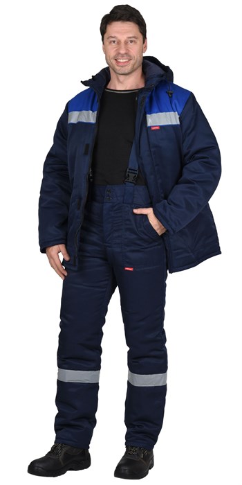 Костюм СИРИУС-РОСТ-НОРД куртка брюки, темно-синий с васильковым, Тк. смесовая - фото 21909