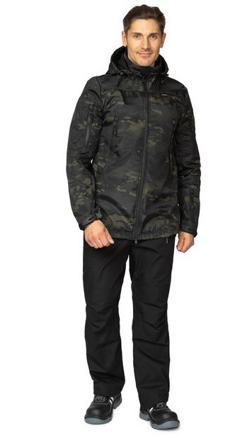 Куртка мужская демисезонная "Tactical" КМФ черный ягель - фото 23401