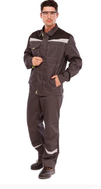 Костюм мужской "Профессионал 1" серый/чёрный (куртка и брюки) - фото 23791
