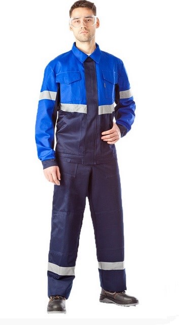 Костюм мужской "Вираж" тёмно-синий/василёк (куртка и брюки) - фото 23856