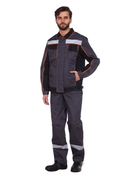 Костюм мужской рабочий "Актуал" летний куртка, п/к т-серый с черным с СОП тк. Смесовая - фото 24008