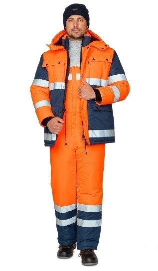 Костюм мужской утеплённый "Спектр 2 Ультра" оранжевый/синий (куртка и полукомбинезон) - фото 27584