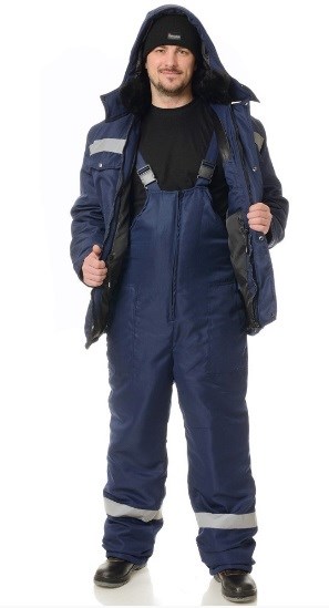 Костюм мужской утеплённый "Мастерок 2" синий (куртка и полукомбинезон) - фото 27642