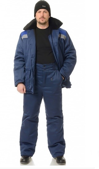 Костюм мужской утеплённый "Стандарт СОП" тёмно-синий/василёк (куртка и брюки) - фото 27698