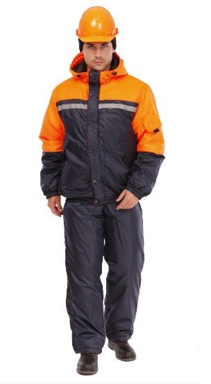 Костюм мужской утеплённый "Стимул" синий/оранжевый (куртка и полукомбинезон) - фото 27923