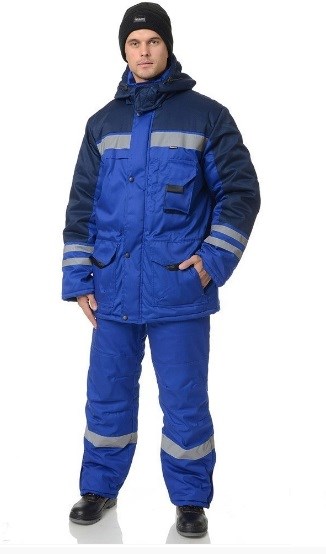 Костюм мужской утеплённый "Зима" василёк/тёмно-синий (куртка и брюки) - фото 28024