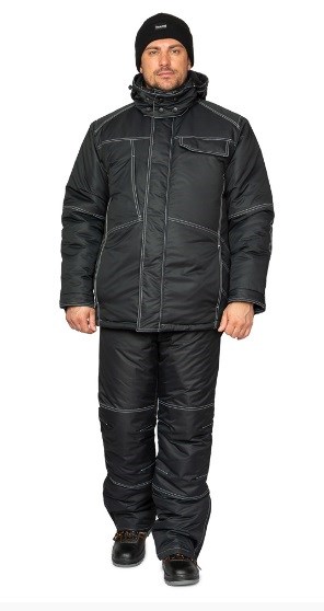 Костюм мужской утеплённый "Викинг" чёрный (куртка и брюки) - фото 28049