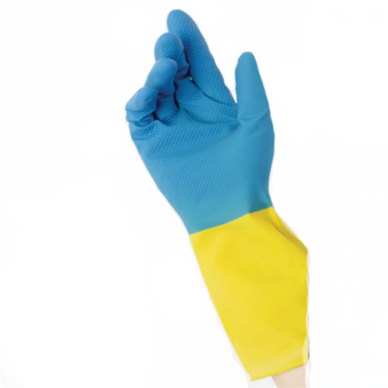 Перчатки общехозяйственные БИКОЛОР сине-желтые (уп. 12/144) - фото 30152
