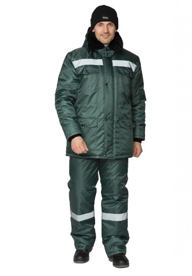 Костюм мужской утеплённый "Мастер 1" зеленый (куртка и брюки) - фото 33338
