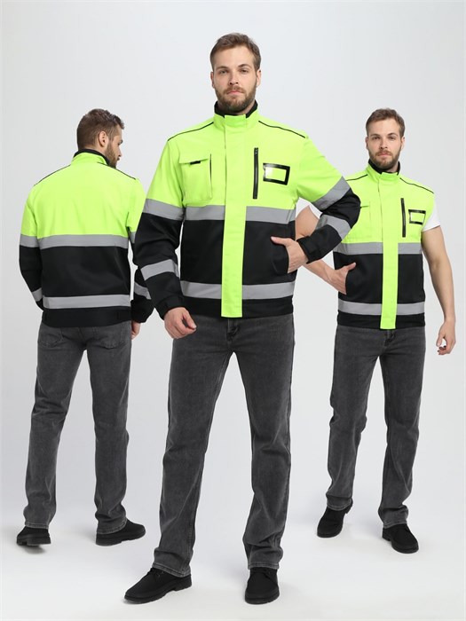 Куртка-трансформер сигнальная ProfLineSpecialist (тк.Смесовая МВО,240), желтый/черный 87490501