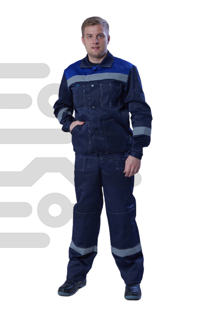 Костюм "Легион+", (куртка, бр), тк. грета, темно-синий с васильком - фото 7691