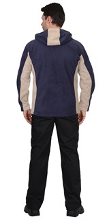 Куртка флисовая СИРИУС-ТЕХНО (флис дублированный) т.синяя с бежевым - фото 14321