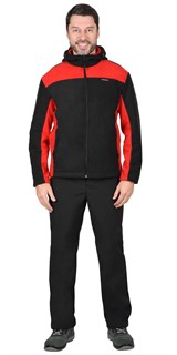 Куртка флисовая СИРИУС-ТЕХНО (флис дублированный) черная с красным - фото 14448