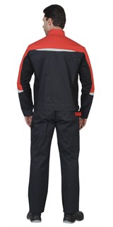 Костюм СИРИУС-ФАВОРИТ-МЕГА куртка, п/к, серый с черным и красным, СОП, 100% х/б, пл. 320 г/кв.м - фото 14838