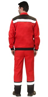 Костюм СИРИУС-МАСТЕР летний: куртка, полукомбинезон, красный с чёрной отделкой - фото 14945