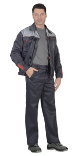 Костюм СИРИУС-ФАВОРИТ куртка, брюки т.серый со св.серым - фото 14997