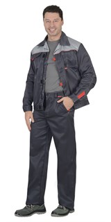 Костюм СИРИУС-ФАВОРИТ куртка, брюки т.серый со св.серым - фото 14998