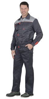 Костюм СИРИУС-ФАВОРИТ куртка, брюки т.серый со св.серым - фото 14999