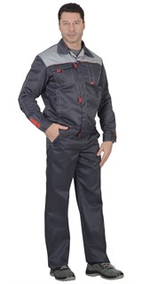 Костюм СИРИУС-ФАВОРИТ куртка, брюки т.серый со св.серым - фото 15000