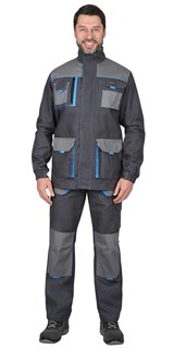 Куртка СИРИУС-ДВИН т.серый со ср.серым и голубой отделкой пл. 275 г/кв.м - фото 15021