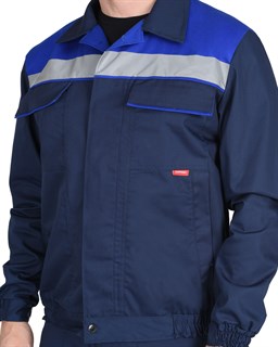 Костюм СИРИУС-МАСТЕР летний: куртка, брюки, темно-синий с васильковой отделкой - фото 15279