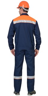 Костюм СИРИУС-МАСТЕР летний: куртка, полукомбинезон, темно-синий с оранжевой отделкой - фото 15317
