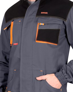 Куртка СИРИУС-МАНХЕТТЕН т.серый с оранж. и черным тк. стрейч пл. 250 г/кв.м - фото 16044