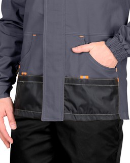 Куртка СИРИУС-МАНХЕТТЕН т.серый с оранж. и черным тк. стрейч пл. 250 г/кв.м - фото 16045