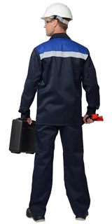 Костюм СИРИУС-СТАНДАРТ куртка, брюки т.синий с васильковым СОП 50 мм - фото 16069