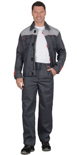 Костюм СИРИУС-ФАВОРИТ куртка, брюки т.серый со св.серым - фото 16070