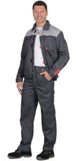 Костюм СИРИУС-ФАВОРИТ куртка, брюки т.серый со св.серым - фото 16072