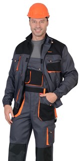 Куртка СИРИУС-МАНХЕТТЕН т.серый с оранж. и черным тк. стрейч пл. 250 г/кв.м - фото 16180