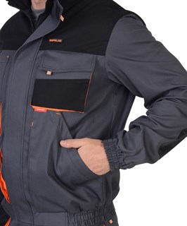 Куртка СИРИУС-МАНХЕТТЕН т.серый с оранж. и черным тк. стрейч пл. 250 г/кв.м - фото 16182