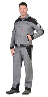 Костюм СИРИУС-ПЕКИН куртка кор., брюки серый с черным пл. 275 г/кв.м - фото 16237