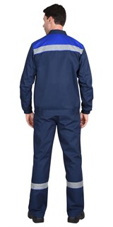 Костюм СИРИУС-МАСТЕР летний: куртка, полукомбинезон, темно-синий с васильковой отделкой - фото 16281