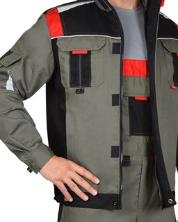 Куртка СИРИУС-СТАН оливковая с черным и красным - фото 16619