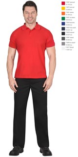 Рубашка-поло красная короткие рукава с манжетом, пл.180 г/м2 - фото 17024