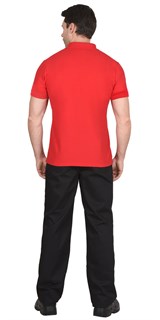 Рубашка-поло красная короткие рукава с манжетом, пл.180 г/м2 - фото 17025