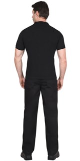 Рубашка-поло черная короткие рукава с манжетом, пл.180 г/м2 - фото 17074