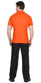 Рубашка-поло оранжевая короткие рукава с манжетом, пл.180 г/м2 - фото 17089