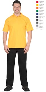 Рубашка-поло желтая короткие рукава с манжетом, пл.180 г/м2 - фото 17091