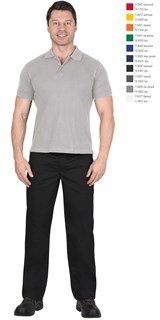 Рубашка-поло св.серая короткие рукава с манжетом, пл.180 г/м2 - фото 17124