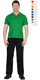 Рубашка-поло св.зеленая короткие рукава с манжетом, пл.180 г/м2 - фото 17133