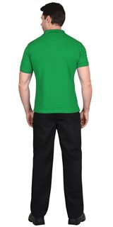 Рубашка-поло св.зеленая короткие рукава с манжетом, пл.180 г/м2 - фото 17134